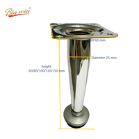 Pieds de meubles réglables en métal, style moderne, durables, pour lit et canapé, avec support de meuble chromé, vente chaude en usine