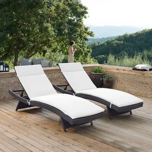 Garden furniture swimming pool plastic PE rattan/wicker sun lounger for beach hotel pool Lounge chair set