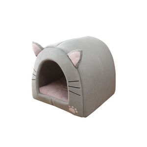 Cat House Square Cartoon Pet <b>Bed</b> With Ears Washable For Cat Winter Warm Soft <b>Sponge</b> Material - Product Image 3