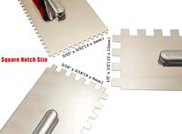 Peaktop 3pcs Outils pour carrelage Set de truelles crantées carrées en acier inoxydable
