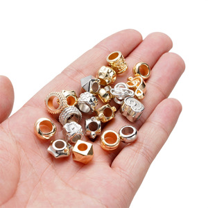 Perline Distanziatrici in Plastica Multiforma con Foro Grande, Color Oro e Argento, per Creazione di Gioielli Stile <span class=keywords><strong>Pandora</strong></span> - Product Image 2