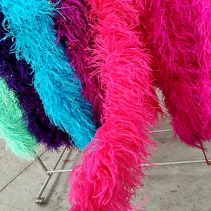 Écharpe en plumes d'autruche <span class=keywords><strong>rose</strong></span> pour femme, idéale pour les fêtes à domicile, mariages, décorations de Noël, projets DIY, vêtements, costumes, robes de danse et accessoires. - Product Image 1