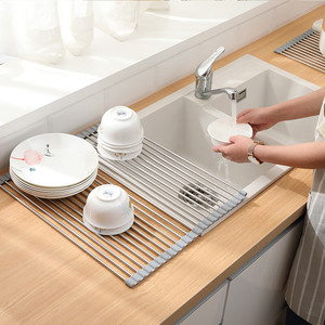 Stainless Steel Drain Rack Foldable <b>Kitchen</b> Sink Strainer Heat Resistant Square Vegetable Fruit Washing Draining Rack - Product Image 2