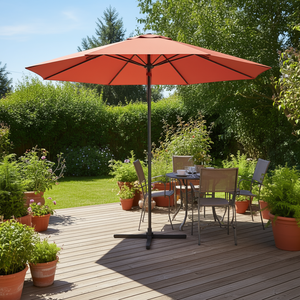 Sombrilla de Jardín Grande de Acero, Color Terracota, Poliéster, 3 Metros, Inclinación Manual, con Base, Protección Solar para Exteriores - Product Image 2