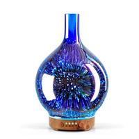 Diffuseur d'huiles essentielles LED 3D en verre coloré avec minuterie