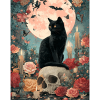 CHENISTORY Peinture par numéros DIY, motif Halloween, chat noir et crâne, coloriage par numéros pour adultes, cadeau DIY