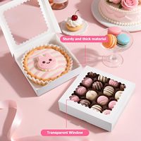 Boîtes d'emballage pour gâteaux en papier kraft recyclable écologique avec fenêtre, logo personnalisé, boîte d'emballage en carton blanc pour gâteaux, desserts
