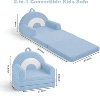 Canapé-lit d'angle convertible 2-en-1 moderne en velours pour enfants et tout-petits