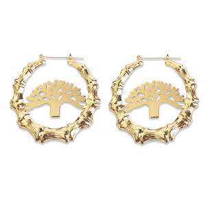 America Enamel Maple Leaf <strong>Rose</strong> Flower Earrings Oversize Custom Bamboo <strong>Hoops</strong> <strong>Gold</strong> Life Tree Earring for Girls Jewelry - Product Image 3