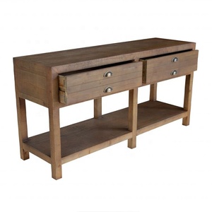 <span class=keywords><strong>Table</strong></span> console en <span class=keywords><strong>bois</strong></span> rustique de style vintage du milieu du siècle, HL276, en <span class=keywords><strong>bois</strong></span> massif récupéré, vieilli, antique, <span class=keywords><strong>pour</strong></span> le salon, style ferme - Product Image 1