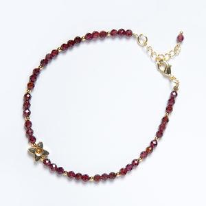 New Wholesale Hot Selling Fashion Jewelry Mini Garnet <b>Beads</b> <b>Bracelet</b> with Real <b>Gold</b> Plated Flower - Product Image 4