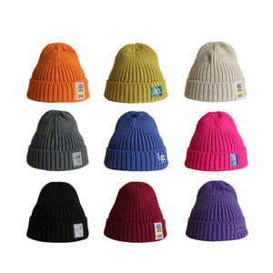 Gorros térmicos de punto de Color liso para mujer, 100% acrílico, alta elasticidad, enrollado, personalizado, moda - Product Image 2