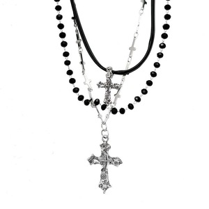 Collier pendentif croix métallique gothique <span class=keywords><strong>punk</strong></span> Y2K pour femmes, hommes et amoureux, colliers vintage multicouches à perles, bijoux <span class=keywords><strong>EMO</strong></span> des années 90, cadeau - Product Image 6