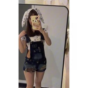 กางเกงยีนส์ฟอกสีเอวสูงสำหรับสาวอ้อน Y2K แบบอเมริกันใหม่ฤดูร้อน2025 - Product Image 2