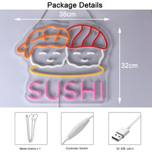 Sushi neon light LED luminous <b>sign</b> wall decoration light sushi shop signboard indicator light ambient light luminous <b>sign</b> 5V 12V - Product Image 2