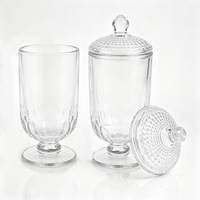 Pot décoratif en verre transparent avec couvercle gaufré, pot à pharmacie sur pied pour biscuits 770 ml