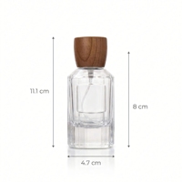 Venta al por Mayor de Botellas de Perfume de Vidrio Transparente de Alta Calidad de 50 ml y 100 ml con Tapas de Madera y Caja Redonda