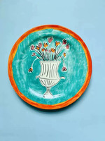 Assiette à dîner en céramique faite à la main et peinte à la main, motif végétal, assiette décorative ronde pour dessert, salade, vaisselle de cuisine à domicile