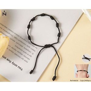 Pulsera Negra de Siete Estrellas con Cordón Ajustable para Mujer, Joyería de Moda - Product Image 1