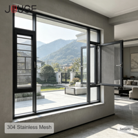 Fenêtre en aluminium JOUGE à soudure intégrée d'angle, ouverture extérieure 120°, profilé 1,8 mm, bande PA66 44 mm pour maison moderne