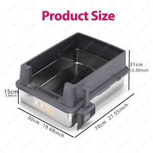 Usine OEM ODM, vente en gros de litière pour chat XXL, autonettoyante, 70*50*30 cm, litière pour chat extra large en acier inoxydable - Product Image 2