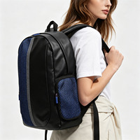 Sac à dos scolaire et professionnel réfléchissant pour usage quotidien avec compartiment rembourré pour ordinateur portable 15,6 pouces, idéal pour les voyages et la gym, en cuir PU imperméable