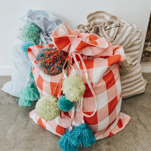 Gingham Santa Sack With Pom Pom Drawstring Large <strong>Christmas</strong> Sack <strong>Wholesale</strong> <strong>Christmas</strong> <strong>Gift</strong> Bags - Product Image 1