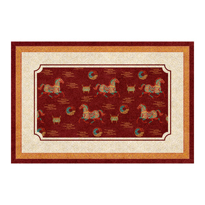 Tapis d'entrée rectangulaire Ruiwen Fuma à motif cheval, en boucle de soie rouge, antidérapant, pour usage domestique - Product Image 2