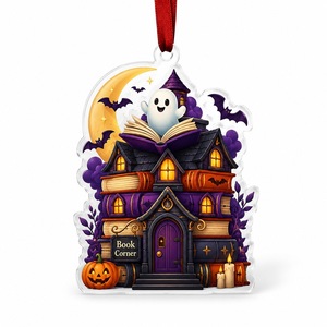 Pendentifs décoratifs modernes en acrylique imprimé UV pour Halloween - Jack-o'-Lantern et chapeau de sorcier - Accessoires de cadeaux de fêtes DIY - Product Image 1