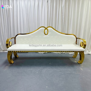 Ensemble de canapés de mariage modernes LEDA or et blanc avec cadre métallique exquis pour salon d'appartement, places assises pour couples - Product Image 1