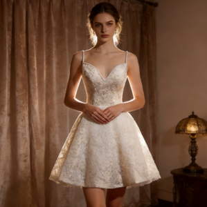 <span class=keywords><strong>Robe</strong></span> de réception courte simple à bretelles spaghetti en dentelle, <span class=keywords><strong>robe</strong></span> de bal, mini-<span class=keywords><strong>robe</strong></span> de mariée <span class=keywords><strong>pour</strong></span> <span class=keywords><strong>mariage</strong></span> <span class=keywords><strong>civil</strong></span> ou fête - Product Image 6