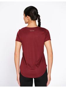 เสื้อยืดกีฬาผู้หญิงผ้าโพลีเอสเตอร์ สีแดงเบอร์กันดีเข้ม คอวี ทรงหลวมใส่สบาย เหมาะสำหรับออกกำลังกาย วิ่ง และเล่นกีฬา - Product Image 2