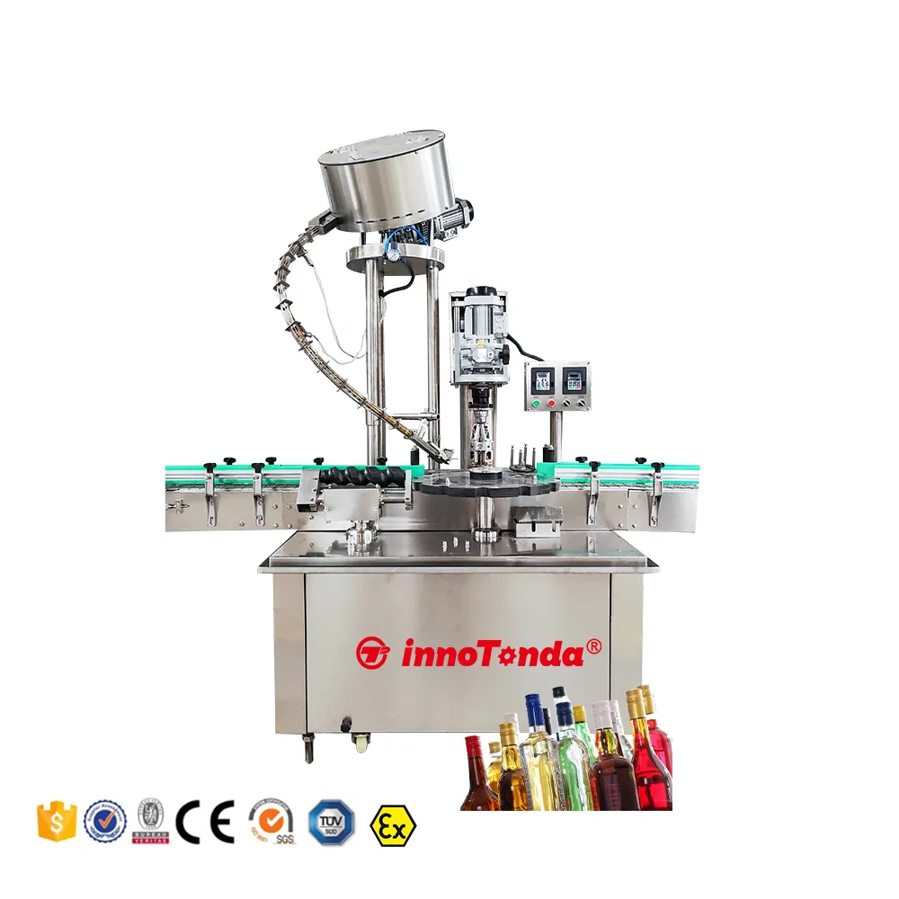 bottle cap screwing closing manufacture full automatic capping machine with cap feeder