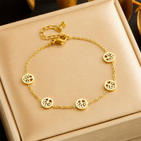 Ensemble de Bijoux Anti-Ternissure Arbre de Vie : Collier Cercle Creux Simple, Bracelet Unique et Boucles d'Oreilles