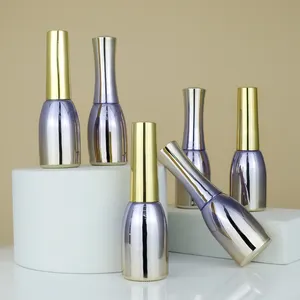 Bouteille de vernis à ongles en gel <span class=keywords><strong>champagne</strong></span> violet de <span class=keywords><strong>luxe</strong></span> de 10ml bouteille de vernis à ongles vide en verre métallique personnalisée - Product Image 2