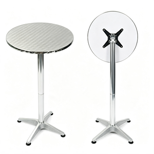 <b>Round</b> Aluminum Bar Height <b>Table</b>, Foldable Top Adjustable Pub High <b>Table</b>, Heavy Duty Waterproof Metal Cocktail <b>Table</b> - Product Image 2