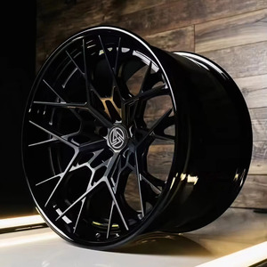 Jantes de voiture personnalisées forgées PCD 5x112 5x114.3 5x120 pour passagers, noir brillant - Product Image 1