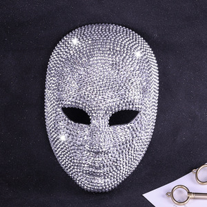 Máscara de diamantes de imitación para toda la cara, máscara de plástico brillante para fiestas, conciertos y accesorios de moda - Product Image 1
