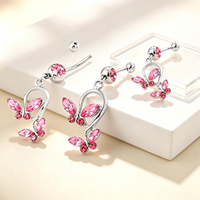 Bijoux de piercing pour le ventre en acier inoxydable plaqué or avec pierre en zircon, tendance pour les occasions festives