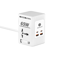 Stop Kontak Listrik Harga Terjangkau PD 65W Gan 4 Port USB Pelindung Lonjakan Arus 110-250V AC Kabel Ekstensi 2m Colokan US