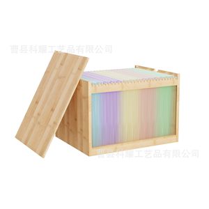 Wooden <b>File</b> <b>Storage</b> Box Square Natural Wood Color Standing Type Desktop Organizer - Product Image 5
