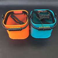 Seau à appâts pliable en EVA avec couvercle, conteneur portable pour appâts vivants, rangement pliable pour poissons pour la pêche en plein air
