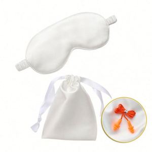 High Quality Printed Custom Logo Silk Portable <b>Eye</b> <b>Mask</b> Satin Bag Pouch 3Pcs Set Air Travel Business Promotional Gift - Product Image 3