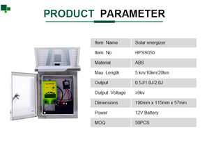 HPSFENCE 0.5J 1J 2J Électrificateur de clôture solaire en acier inoxydable, étanche, portée 20KM, équipement de clôture pour bétail et ranch - Product Image 2