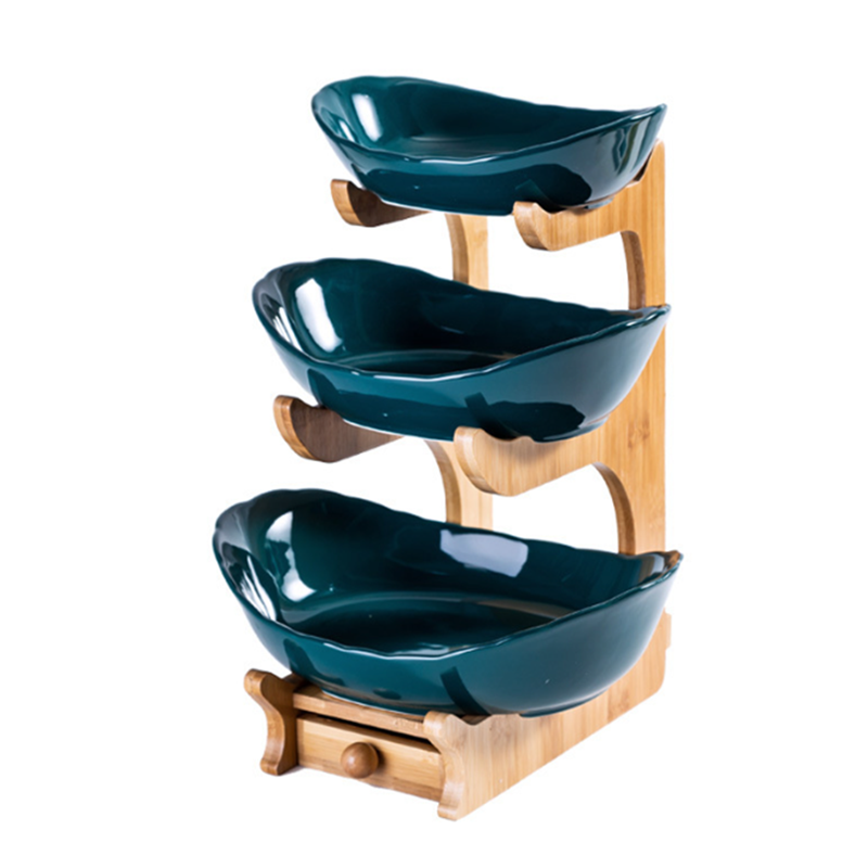 3 яруса корзина для фруктов из бамбука подставка держатель, керамические столешницу блюдо овощи конфеты полки корзина для хранения фруктов