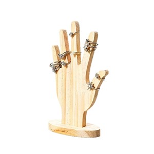 Wood <b>Hand</b> Shape Jewelry Display Rack For Rings Bracelets Fashion Storage Stand 10x1x18 Cm - Product Image 1