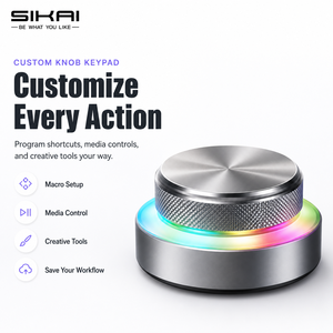 SIKAI Contrôleur Rotatif Sans Fil Programmable avec Bouton Macro RGB en Aluminium, Molette de Raccourcis Personnalisable pour l'Édition Vidéo, la Conception Audio et le Codage - Product Image 1