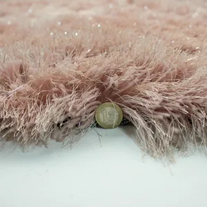 Sang trọng màu hồng siêu xù xì Polyester Furry rug
