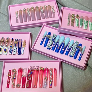Pointes d'ongles en acrylique faites à la main sur mesure de luxe avec strass Vente en gros avec presse française pour Nail Art avec <span class=keywords><strong>des</strong></span> doigts papillon stiletto - Product Image 1