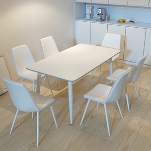 Ensemble de table à manger en pierre frittée italienne, mobilier de cuisine minimaliste blanc pour petit appartement et maison en <span class=keywords><strong>location</strong></span> - Product Image 1